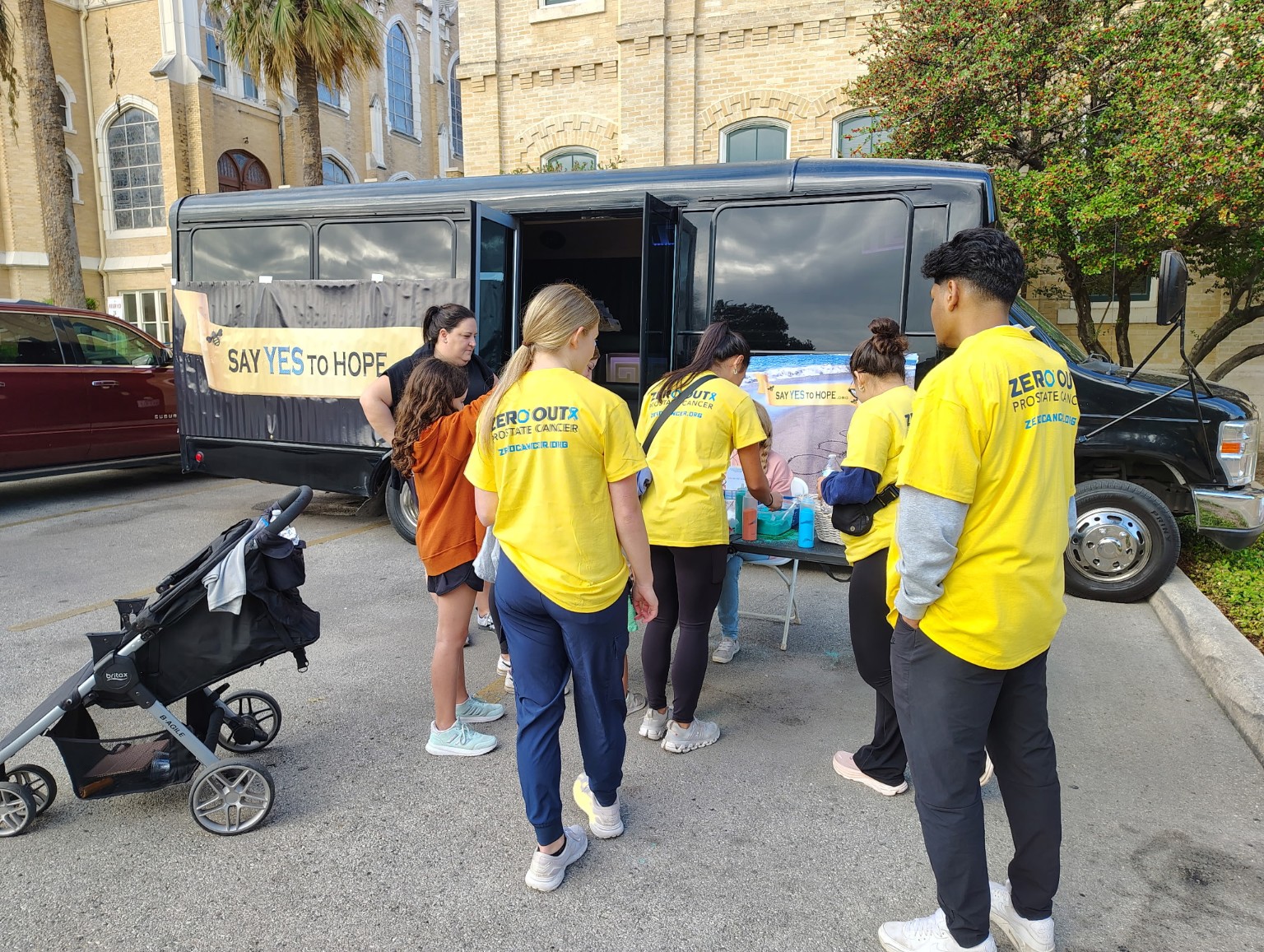 The HopeMobile open in the community with outreach volunteers
