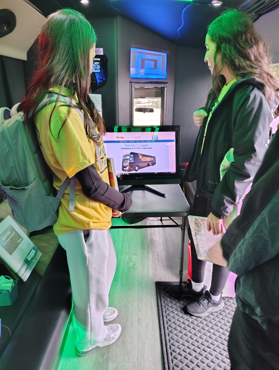 Visitors using cancer navigation resources inside the HopeMobile