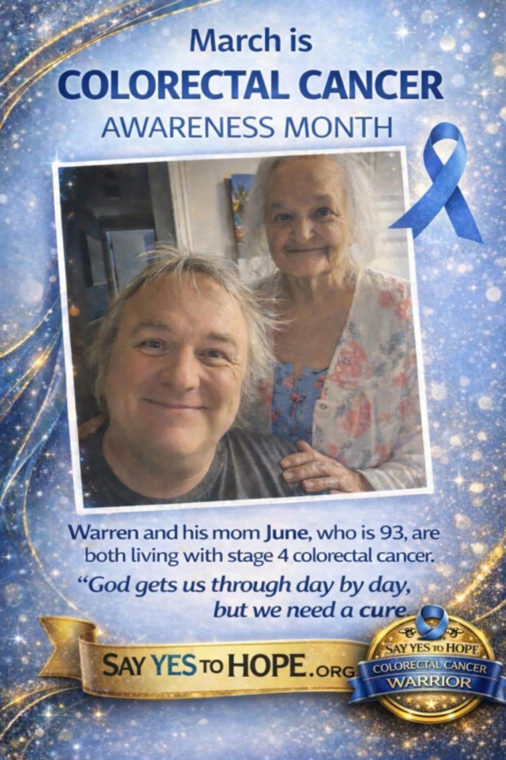 Warren & June — Stage 4 Colorectal Cancer Warrior poster