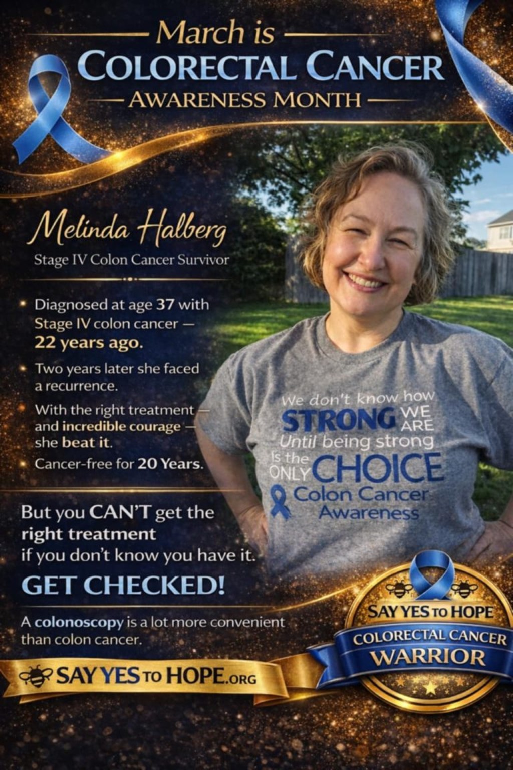 Melinda Halberg — Stage IV Colon Cancer Warrior poster