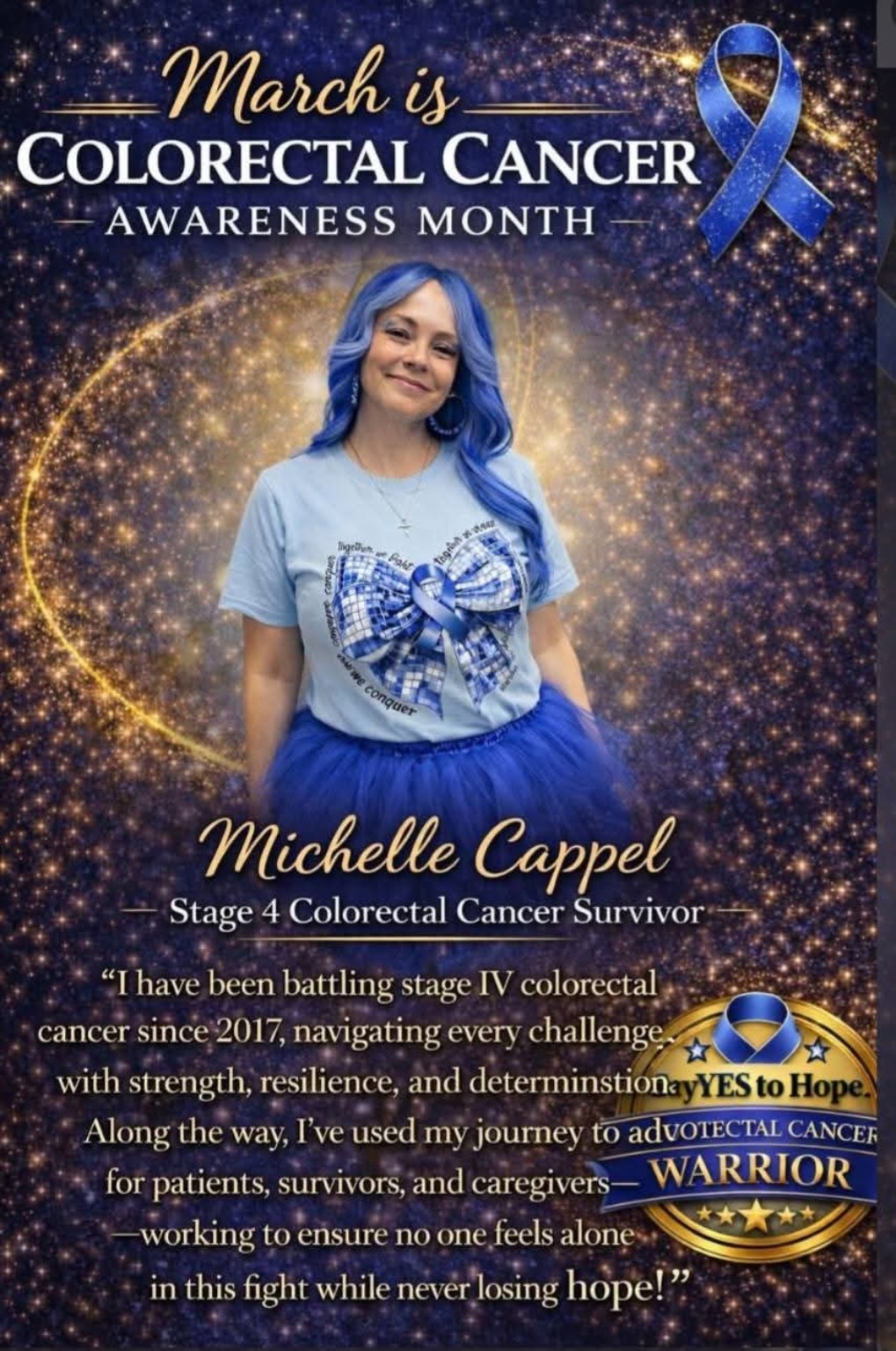 Michelle Cappel — Stage 4 Colorectal Cancer Warrior poster
