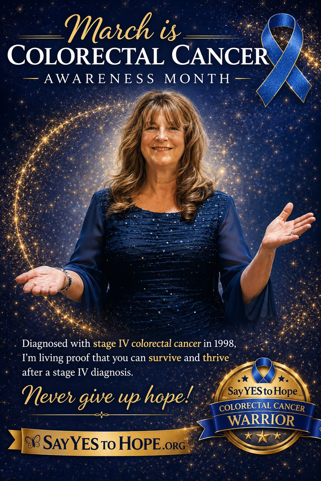 Suzanne Lindley — Stage IV Colorectal Cancer Survivor Warrior poster