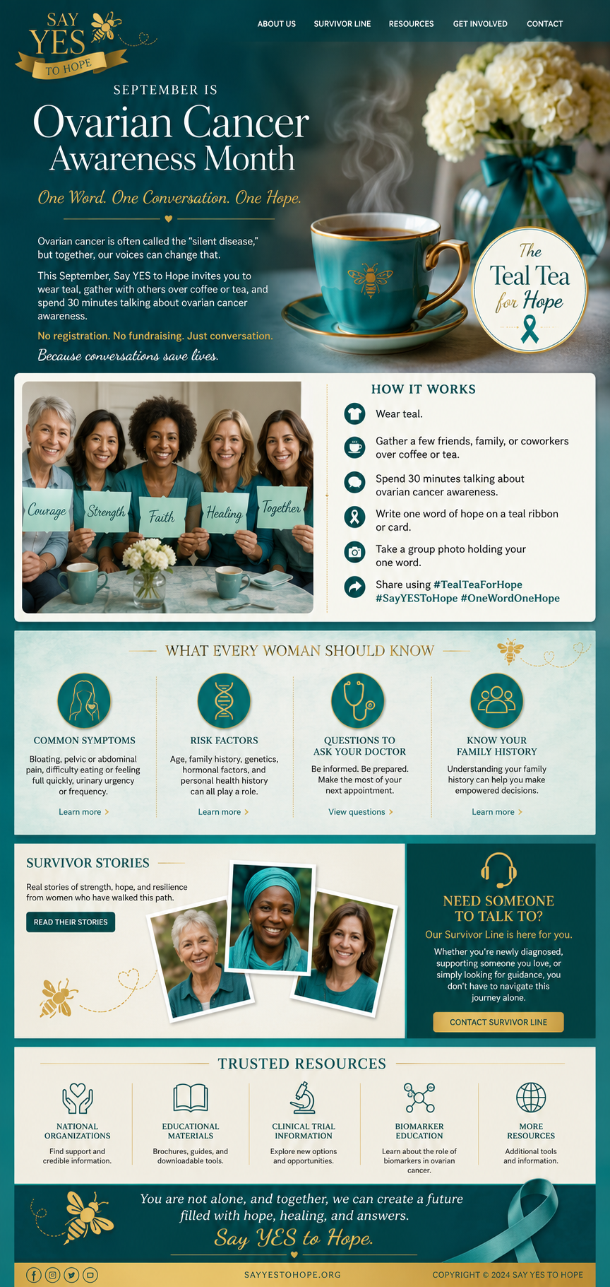 Teal Tea for Hope ovarian cancer awareness campaign